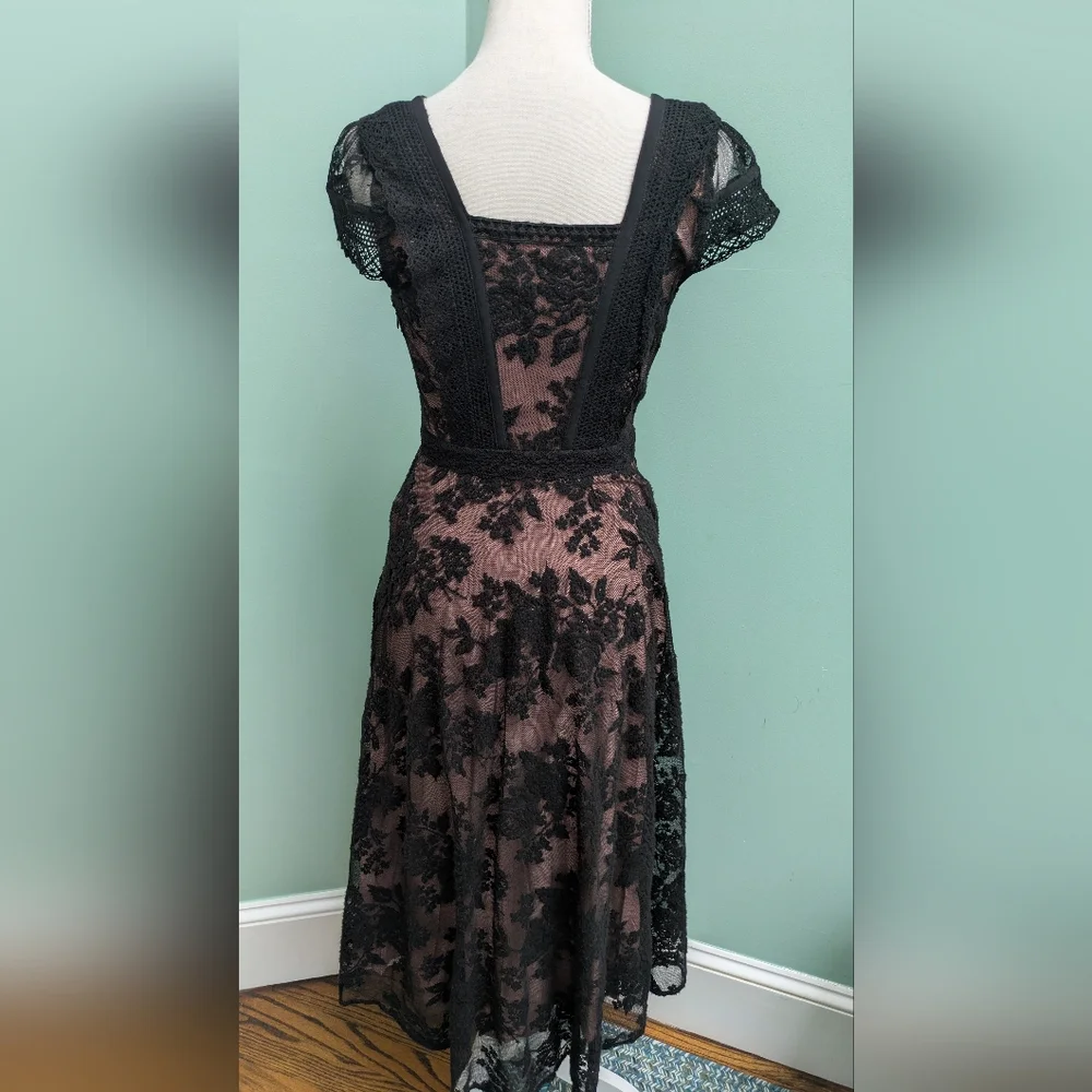 Moulinette Soeurs Black Pink Lace Malia Dress, Size 2 - Picture 8 of 9
